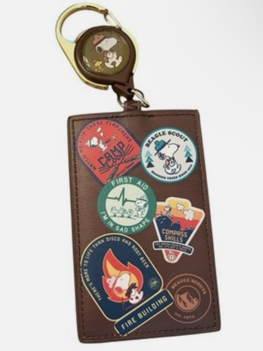 Peanuts Snoopy Beagle Scount Patches Retractable Lanyard ID Card Holder New